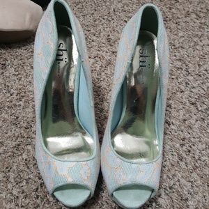 Mint and orange heels